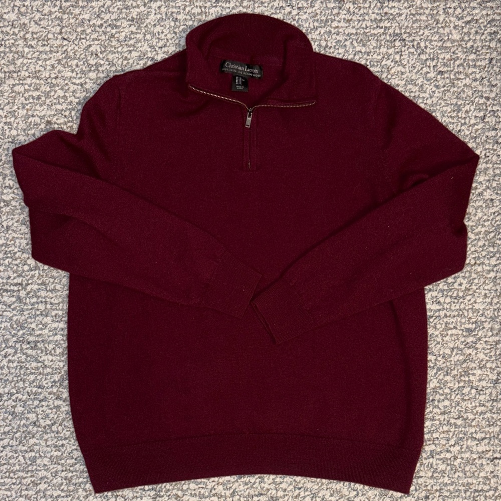 Christian Lacroix Burgundy Quarter-Zip Sweater